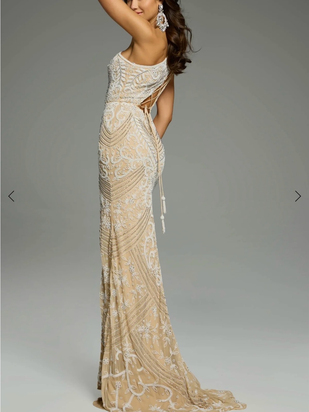Jovani Lilac One-Shoulder Beaded Evening Gown - Picture 2 of 2